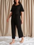 Pretty You London Bamboo Frill Pyjama Set, Black