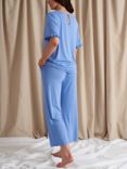 Pretty You London Bamboo Frill Long Pyjama Set, Cornflower Blue