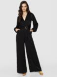 Closet London Belted Straight Leg Jumpsuit, Black