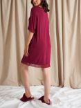 Pretty You London Bamboo Lace T-Shirt Nightdress, Bordeaux