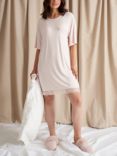 Pretty You London Bamboo Lace T-Shirt Nightdress, Powder Puff