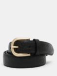 HUSH Callie Croc Emboss Leather Belt, Black