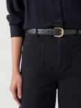 HUSH Callie Croc Emboss Leather Belt, Black