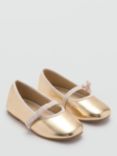 Mango Kids' Gigi Metallic Ballerina Flats, Gold