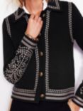 Boden Collared Knitted Jacket, Black/White