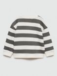 Mango Kids' Cotton Striped Print Sweatshirt, Charcoal