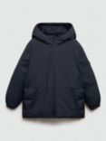 Mango Kids' Enzo Quilted Coat, Navy