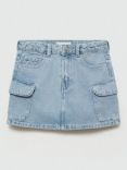 Mango Kids' Coco Denim Skirt, Open Blue