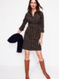 Boden Flora Geometric Corduroy Shirt Dress, Brown/Black