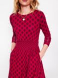 Boden Thea Long Sleeve Dress, Red/Multi