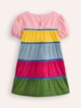 Mini Boden Kids' Cord Tiered Twirl Dress, Multi Rainbow