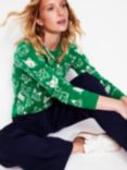 Boden Heather Jacquard Wool Blend Jumper, Green/White