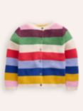 Mini Boden Kids' Wool Blend Stripe Textured Cardigan, Rainbow Multi Stripe