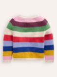 Mini Boden Kids' Wool Blend Stripe Textured Cardigan, Rainbow Multi Stripe