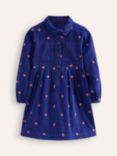 Mini Boden Kids' Aubrey Puff Sleeve Shirt Dress, Sapphire Embroidery