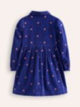 Mini Boden Kids' Aubrey Puff Sleeve Shirt Dress, Sapphire Embroidery