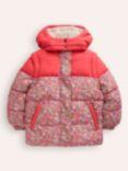 Mini Boden Kids' 2-in-1 Padded Coat and Gilet, Rose/ Pink Floral