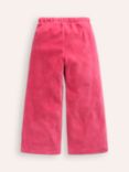 Mini Boden Kids' Heart Pocket Velour Drawstring Wide Leg Joggers, Rose Pink