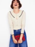 Boden Frill Collared Wool Blend Cardigan, Oatmeal