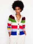 Boden Olivia Stripe Merino Wool Cardigan, Multi/Rainbow