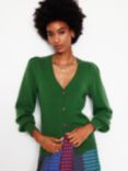 Boden Pleated Cashmere Cardigan, Pine Green