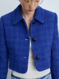 Mango Monica Tweed Jacket, Blue