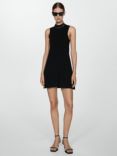 Mango Sesete Knit High Neck Dress, Black