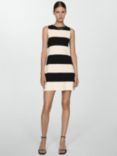 Mango Birkin Stripe Knit Dress, Ivory/Black