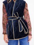 Boden Velvet Wrap Gilet, Navy/Gold