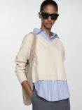 Mango Chiara Shirt Jumper, Cream/Blue