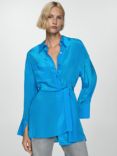 Mango Ramona Satin Asymmetric Shirt, Blue