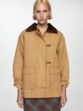 Mango Fire Contrast Collar Parka Coat, Medium Brown