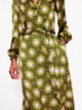 Boden Jasmine Satin Midi Shirt Dress, Moss/Celestial