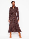 Boden Marcia Geomertric Jersey Shirt Dress, Cognac/Navy