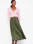 Boden Camilla Faux Leather Pleated Maxi Skirt, Classic Khaki