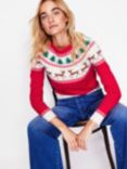 Boden Edie Fair Isle Seasonal Jumper, Red/Multi