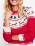 Boden Edie Fair Isle Seasonal Jumper, Red/Multi