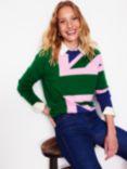 Boden Lydia Union Flag Cashmere Jumper, Green/Multi