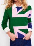 Boden Lydia Union Flag Cashmere Jumper, Green/Multi