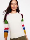 Boden Olivia Stripe Sleeve Merino Wool Jumper, Multi