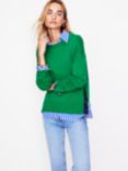 Boden Zia Button Side Jumper, Green/Navy