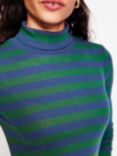 Boden Anna Stripe Cotton Rib Top, Pine/Navy