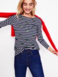 Boden Ella Stripe Long Sleeve T-Shirt, Navy/Multi