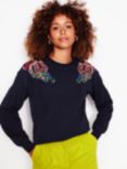 Boden Emi Embroidered Tigers Sweatshirt, Navy/Multi