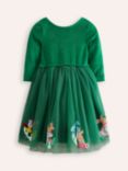 Mini Boden Kids' Velvet Tulle Appliqué Woodland Animals Dress