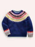 Mini Boden Kids' Eleanor Fair Isle Jumper, Sapphire Blue