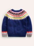 Mini Boden Kids' Eleanor Fair Isle Jumper, Sapphire Blue