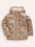 Mini Boden Kids' Sherpa Lined Hooded Anorak, Purple Flowerbed