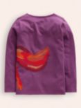 Mini Boden Kids' Front and Back Squirrel Embroidered Top, Purple Squirrel