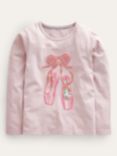 Mini Boden Kids' Embroidered Ballet Puff Sleeve Top, French Pink